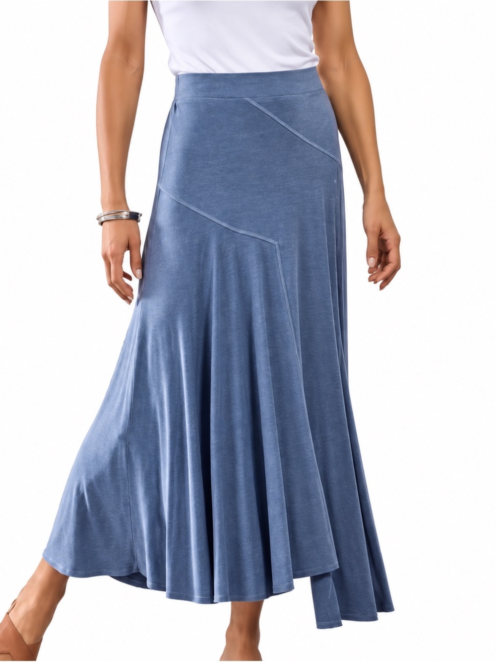 Soft Surroundings NWT! Women'S Asymmetrical Maxi Skirt In Slate Blue